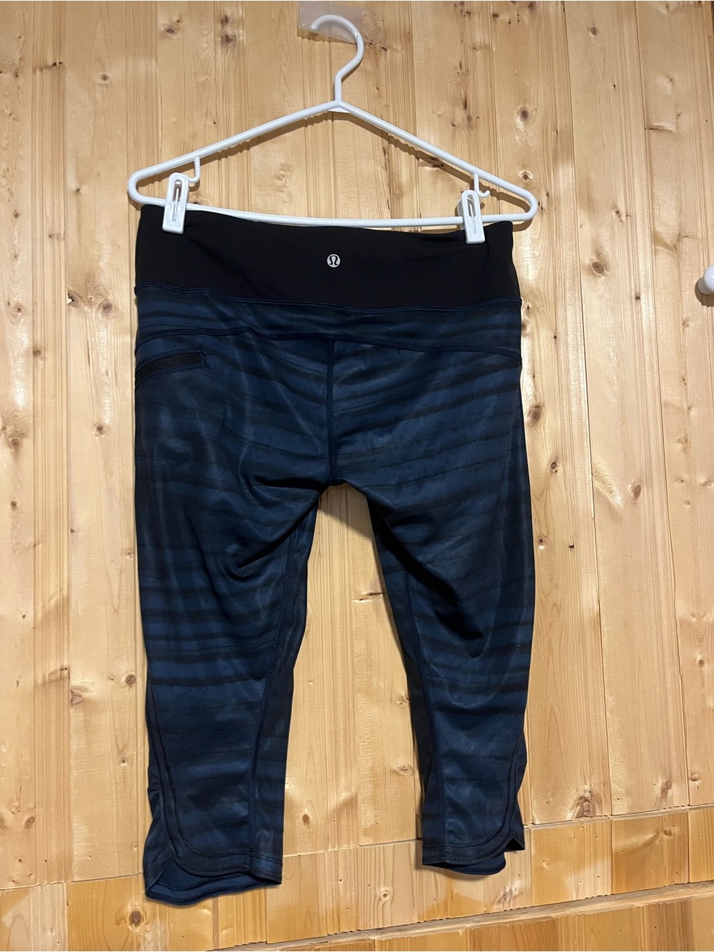 lululemon athletica Black & Navy Striped Capri Leggings